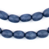Cobalt Blue Oval Natural Wood Beads (15x10mm)