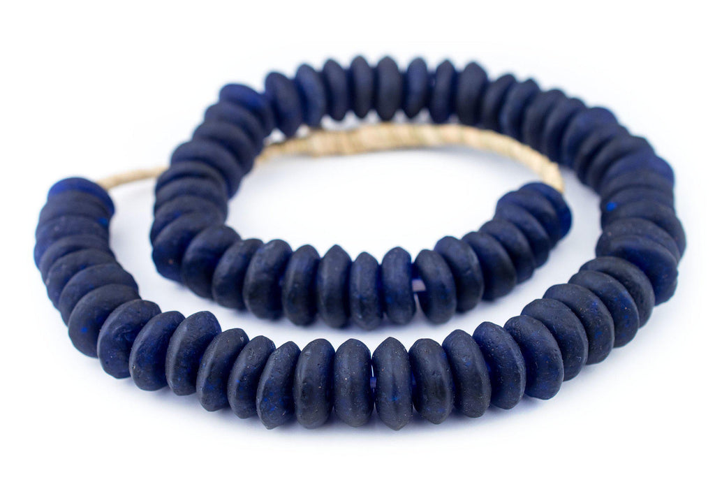 Jumbo Cobalt Blue Rondelle Recycled Glass Beads - The Bead Chest