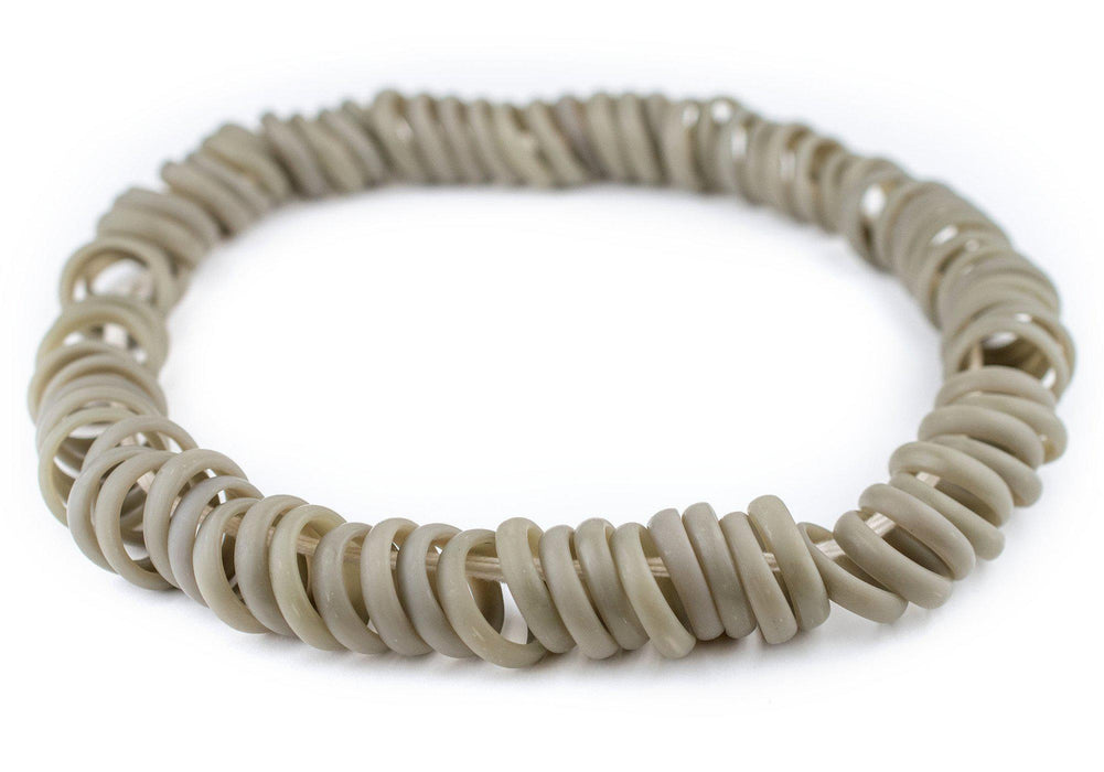 Groundhog Grey Annular Wound Dogon Beads (24mm) - The Bead Chest