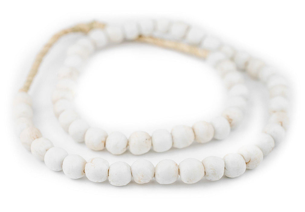 White Round Sandcast Beads (11mm) - The Bead Chest