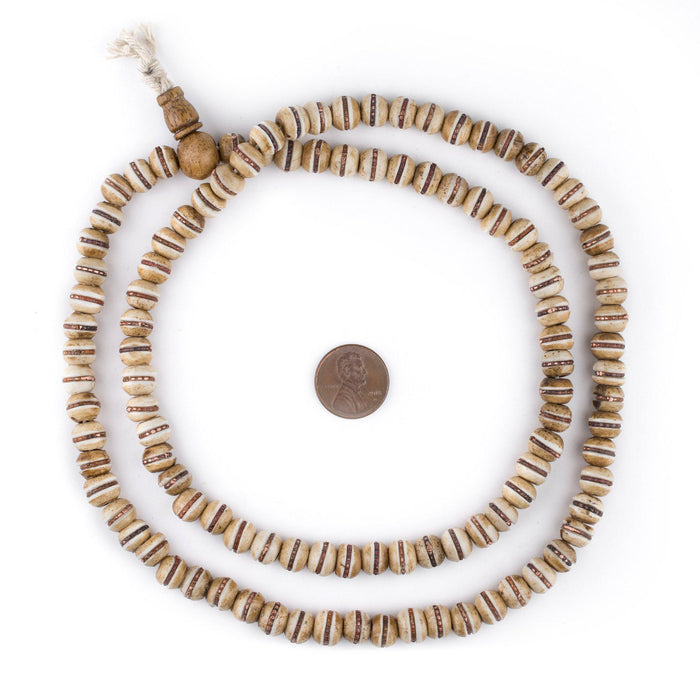 Copper-Inlaid Rustic Bone Mala Beads (8mm) - The Bead Chest