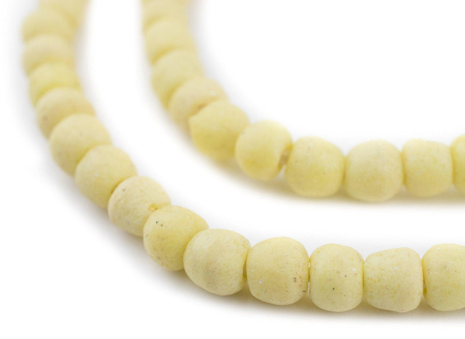 Pastel Yellow Opaque Recycled Glass Beads (9mm) - The Bead Chest
