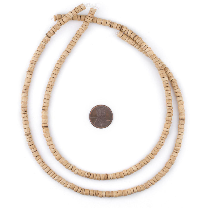 Cream Disk Coconut Shell Beads (5mm) - The Bead Chest