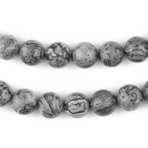 Round Silver Leaf Jasper Beads (10mm) - The Bead Chest