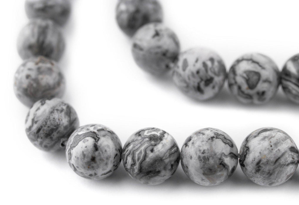 Round Silver Leaf Jasper Beads (10mm) - The Bead Chest