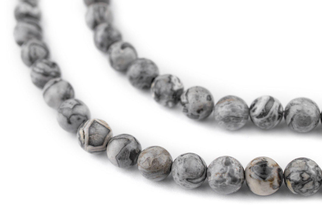 Round Silver Leaf Jasper Beads (8mm) - The Bead Chest