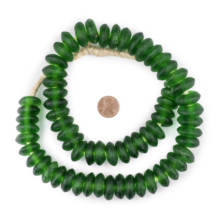 Jumbo Green Rondelle Recycled Glass Beads - The Bead Chest