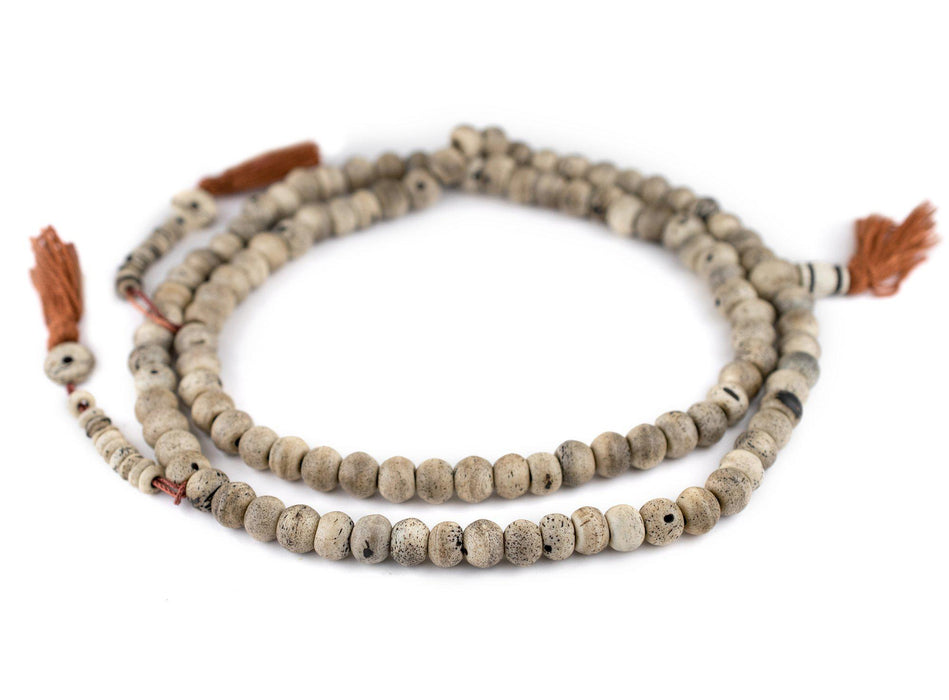 Round Grey Himalayan Bone Mala Beads (10mm) - The Bead Chest