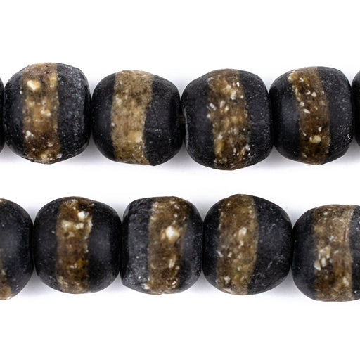 Black Kente Krobo Beads (18mm) - The Bead Chest