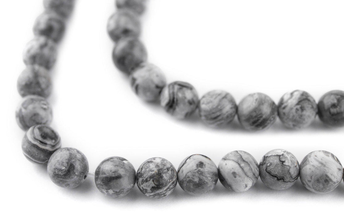 Round Silver Leaf Jasper Beads (6mm) - The Bead Chest