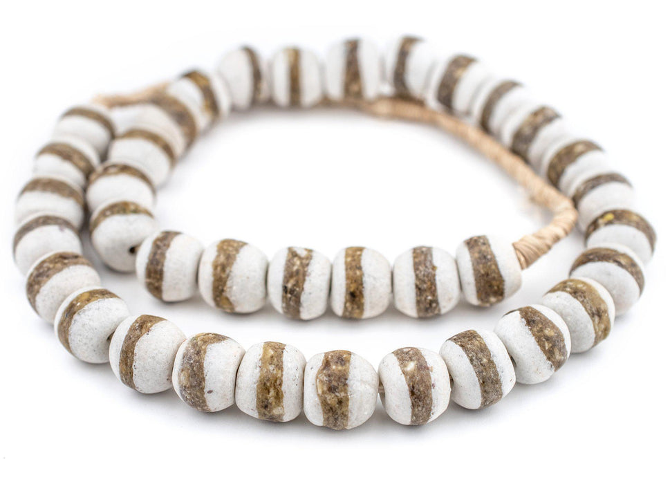 White Kente Krobo Beads (18mm) - The Bead Chest