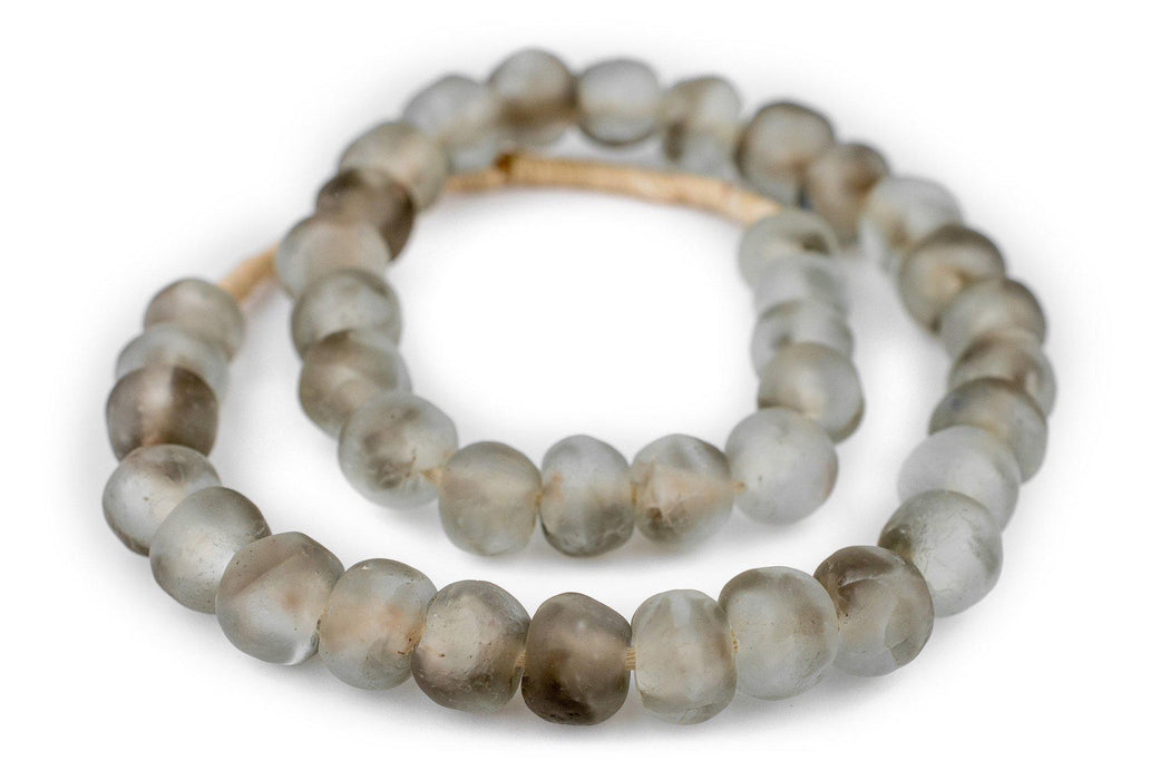 Groundhog Grey Swirl Recycled Glass Beads (18mm) - The Bead Chest