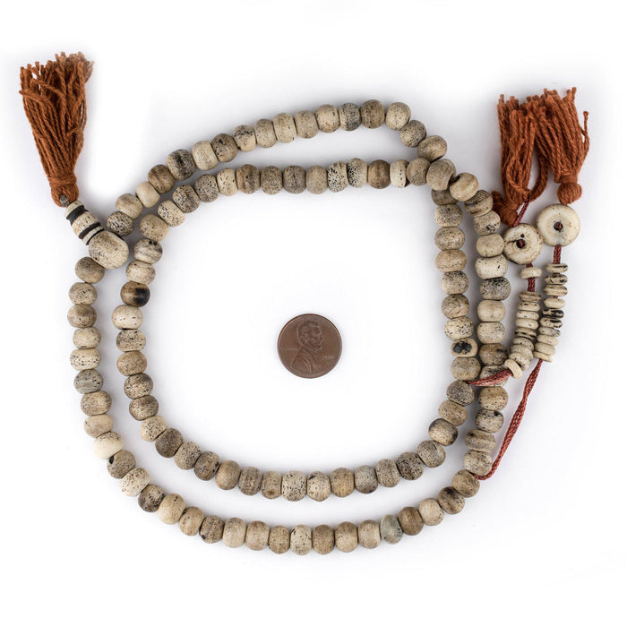 Round Grey Himalayan Bone Mala Beads (8mm) — The Bead Chest