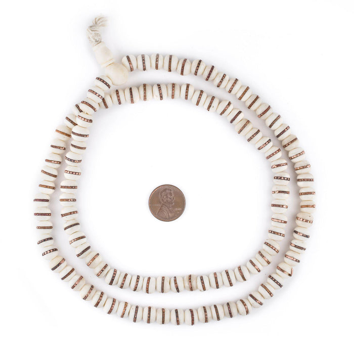 Copper-Inlaid White Bone Mala Beads (8mm) - The Bead Chest