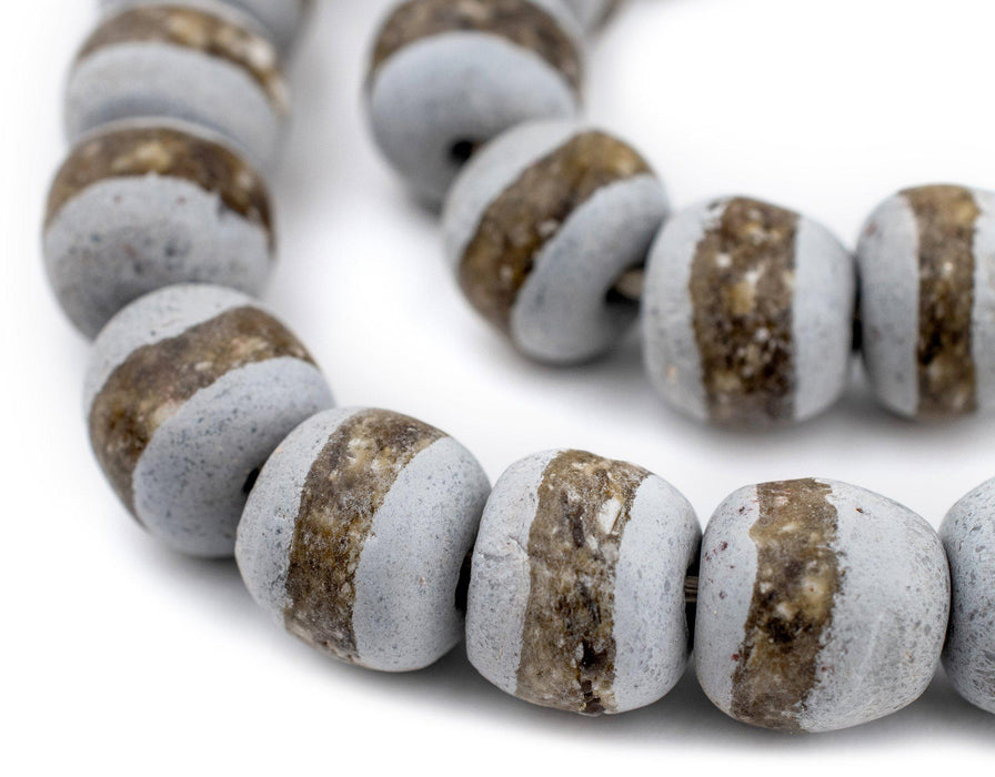 Grey Kente Krobo Beads (18mm) - The Bead Chest