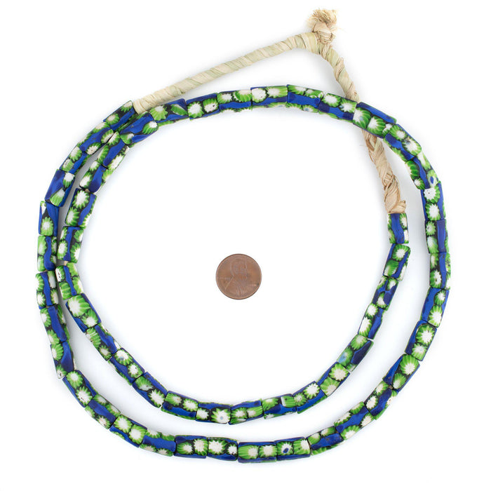 Blue Flower Antique Matching Venetian Millefiori Trade Beads - The Bead Chest