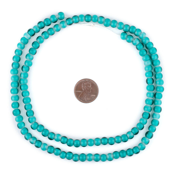 Seafoam Green White Heart Beads (6mm) - The Bead Chest