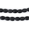 Matte Black Oval White Heart Beads (10x8mm)