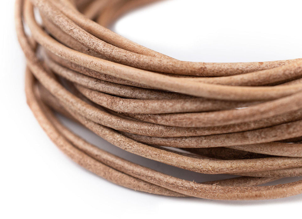 2.0mm Natural Round Leather Cord (15ft) - The Bead Chest