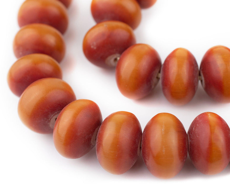 Auburn Kenya Amber Resin Saucer Beads (25mm) - The Bead Chest