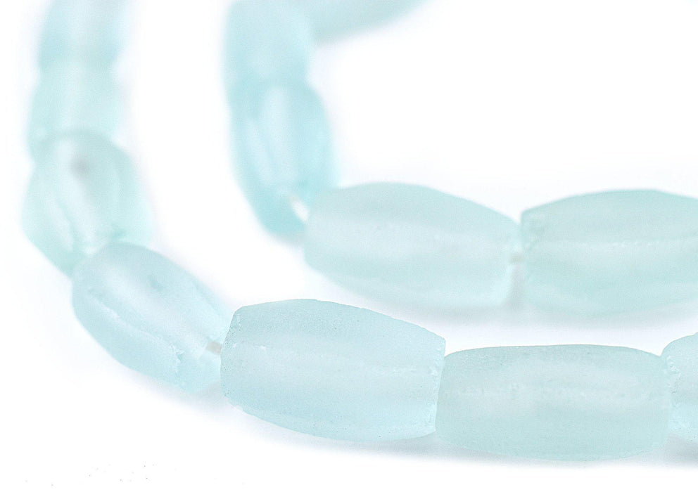 Clear Aqua Faceted Cylinder Java Recycled Glass Beads (20x12mm) — The ...