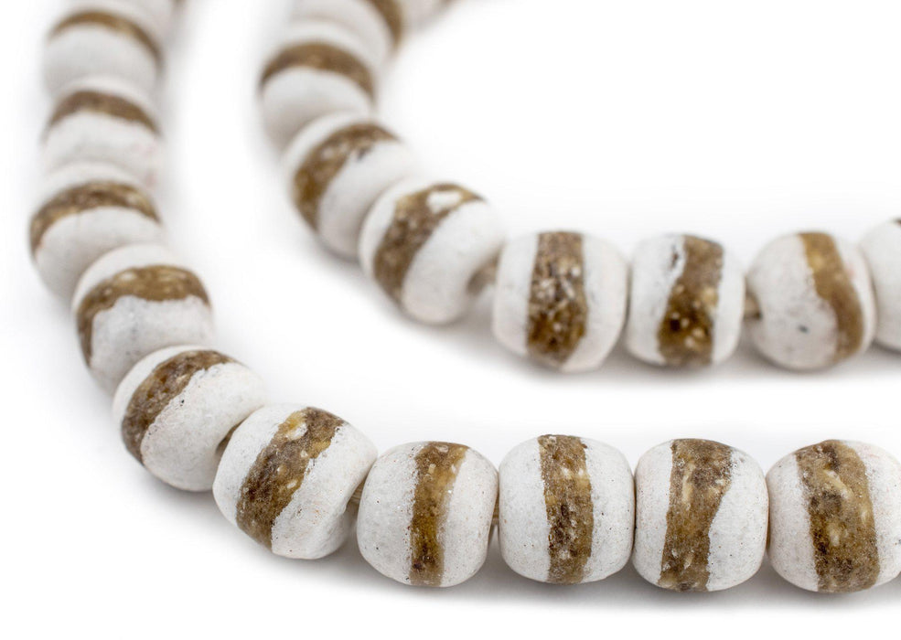 White Kente Krobo Beads (11mm) - The Bead Chest