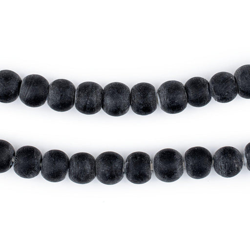 Matte Black White Heart Beads (7mm) - The Bead Chest