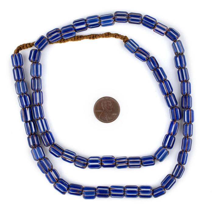 Small Blue Nepal Chevron Beads (10x8mm) - The Bead Chest