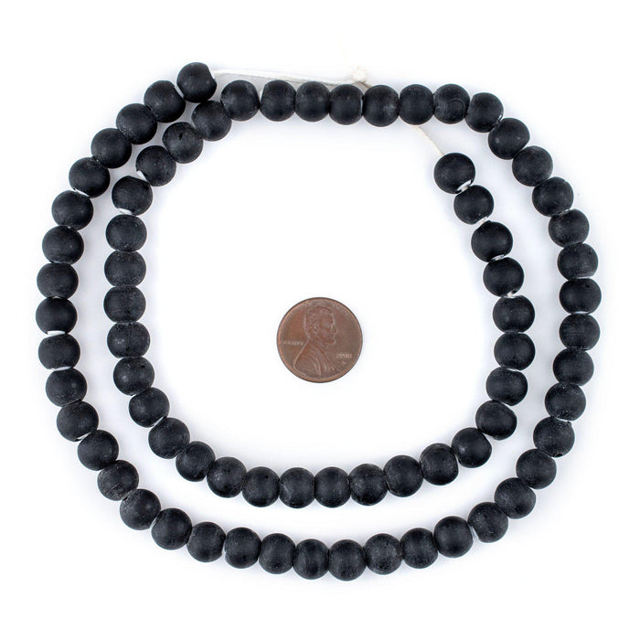 Matte Black White Heart Beads (9mm) - The Bead Chest