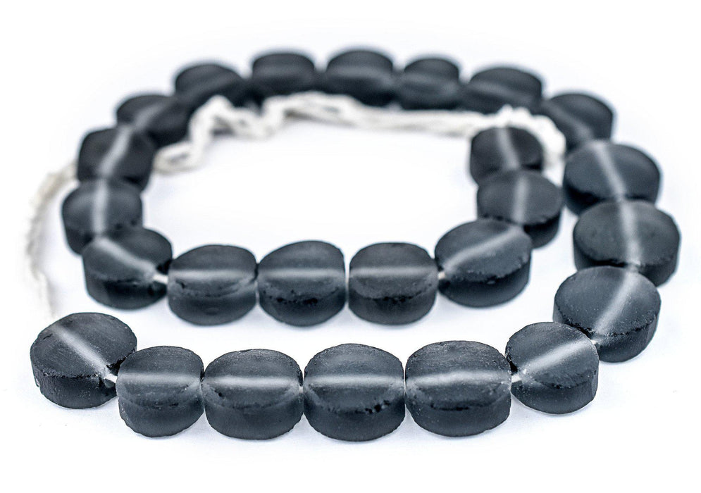Charcoal Grey Flat Circular Java Recycled Glass Beads (15mm) — The Bead ...