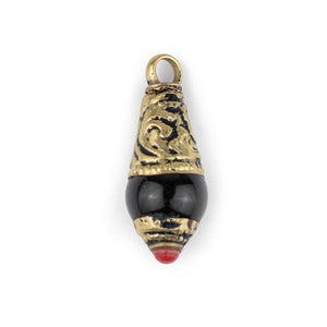 Onyx Brass Capped Locket Pendant (28x10mm)