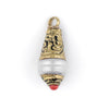 Pearl Brass Capped Locket Pendant with Red (28x10mm)