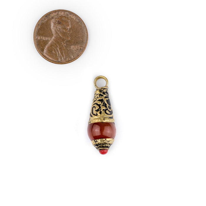 Carnelian Brass Capped Locket Pendant (28x10mm) - The Bead Chest
