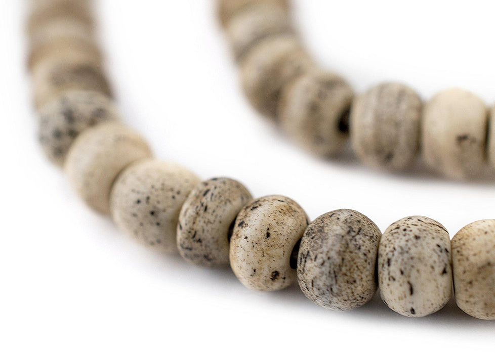 Round Grey Himalayan Bone Mala Beads (6mm) - The Bead Chest