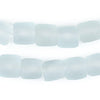 Clear Aqua Cylindrical Java Recycled Glass Beads (12mm)