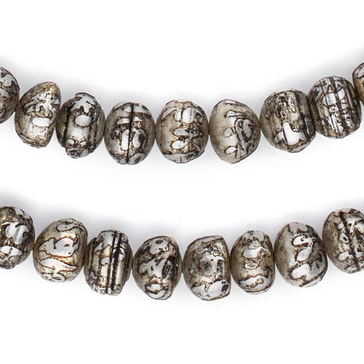 Carved Mother-of-Pearl Prayer Beads (12mm) - The Bead Chest