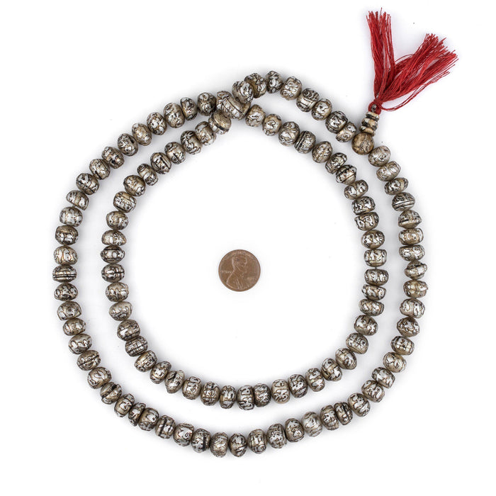 Carved Mother-of-Pearl Prayer Beads (12mm) - The Bead Chest
