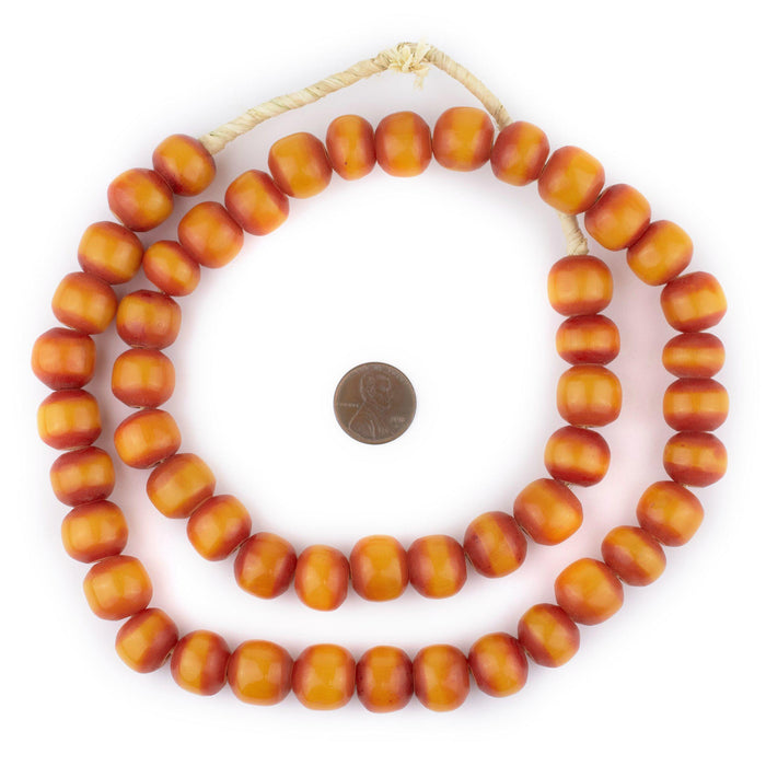 Round Tangerine Kenya Amber Resin Beads (15mm) - The Bead Chest