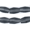 Charcoal Grey Faceted Cylinder Java Recycled Glass Beads (20x12mm)