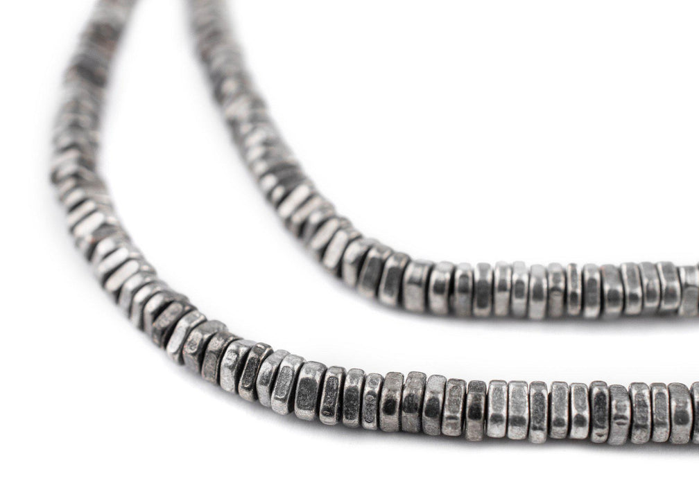 Faceted Antique Silver Triangle Heishi Beads (4mm) - The Bead Chest