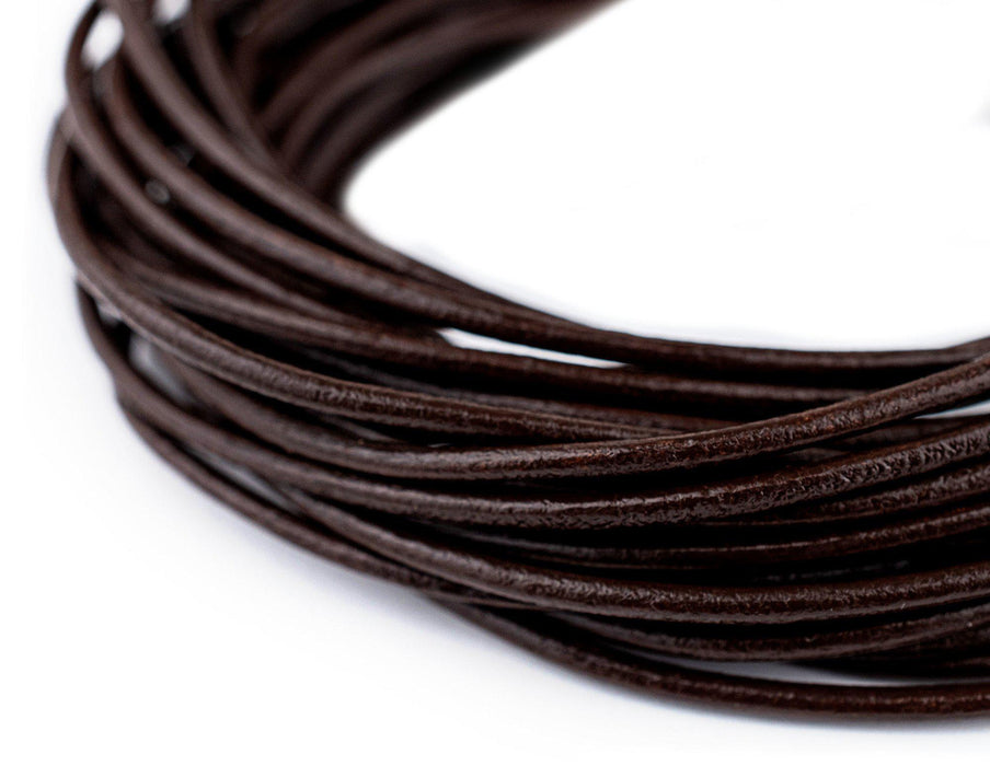 1.5mm Dark Brown Round Leather Cord (15ft) - The Bead Chest