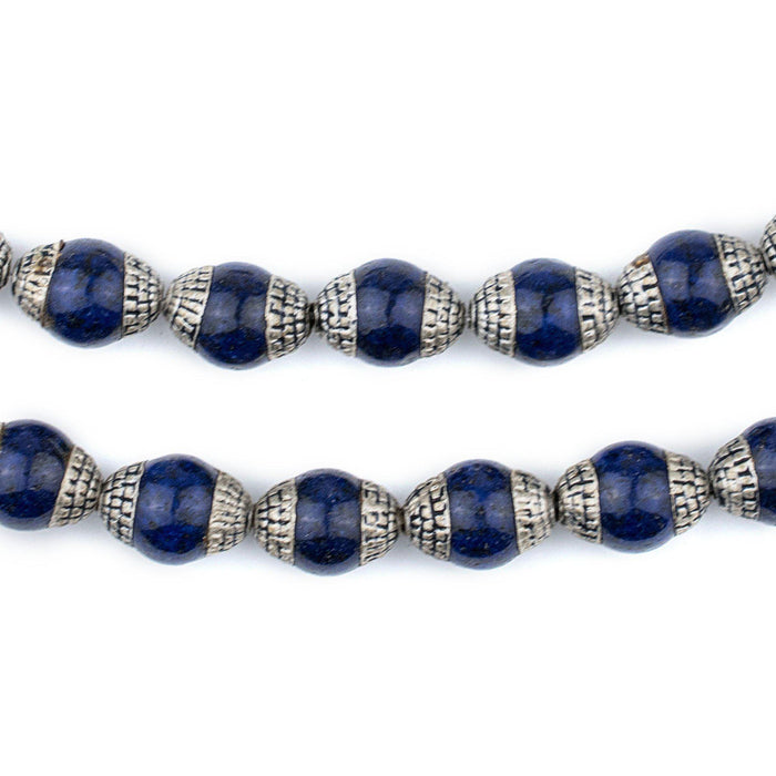 Lapis Nepali Silver Capped Beads - The Bead Chest