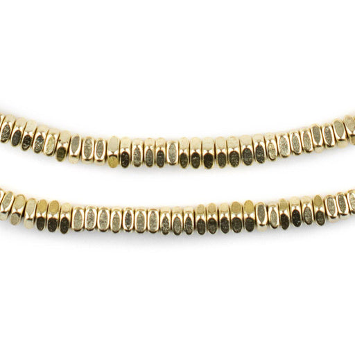 Faceted Gold Color Square Beads (4mm, 16 Inch Strand) - The Bead Chest