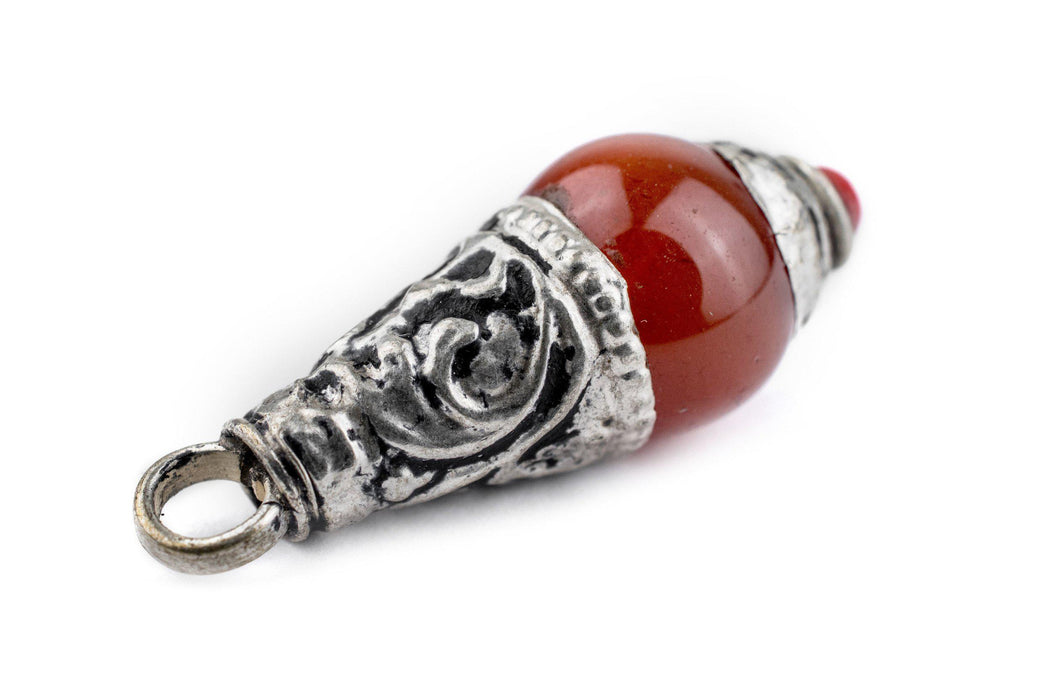 Carnelian Silver Capped Locket Pendant (28x10mm) - The Bead Chest