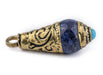 Lapis Brass Capped Locket Pendant with Blue (28x10mm) - The Bead Chest