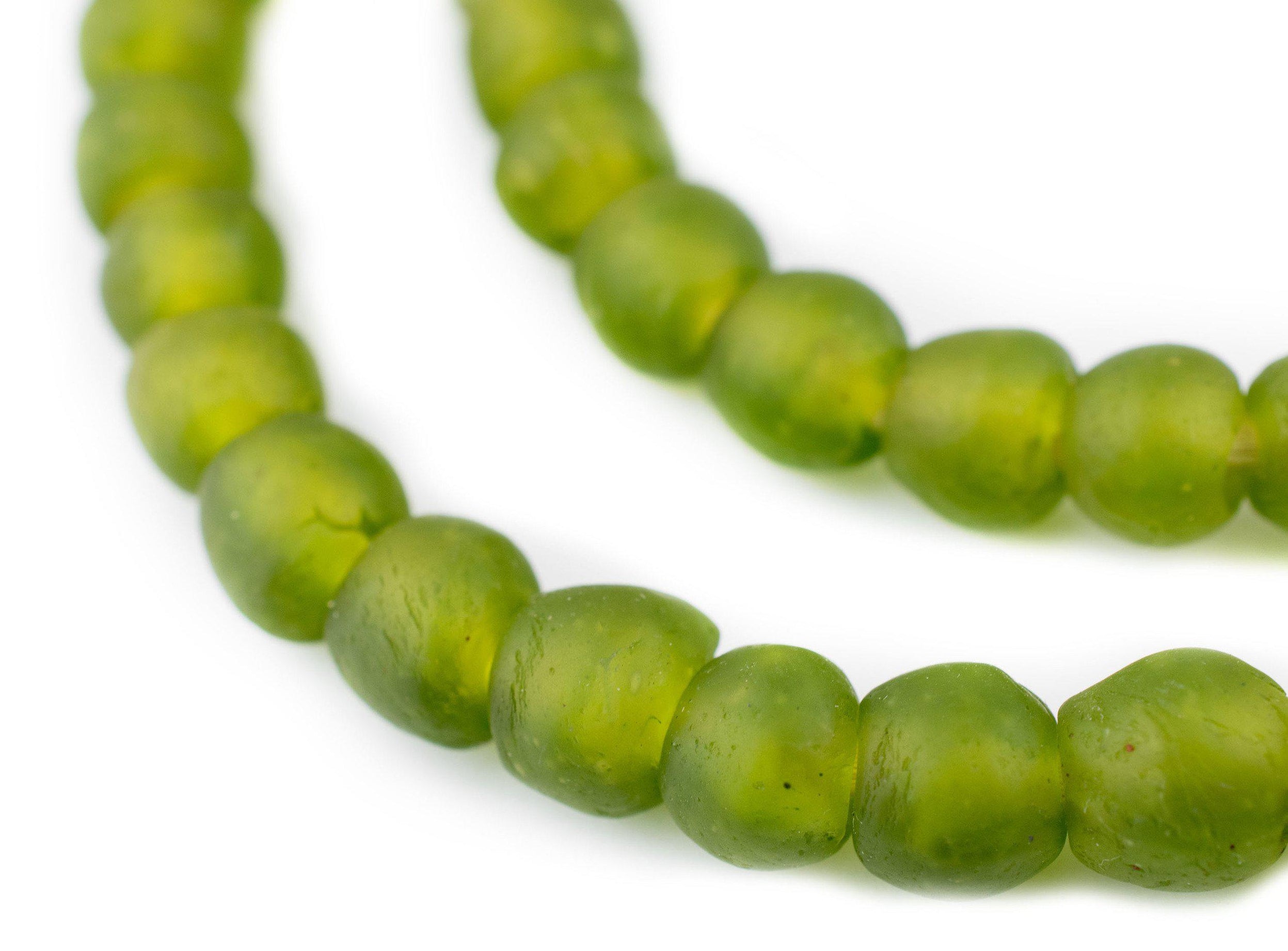 Lime Green Recycled Glass Beads (11mm) — The Bead Chest