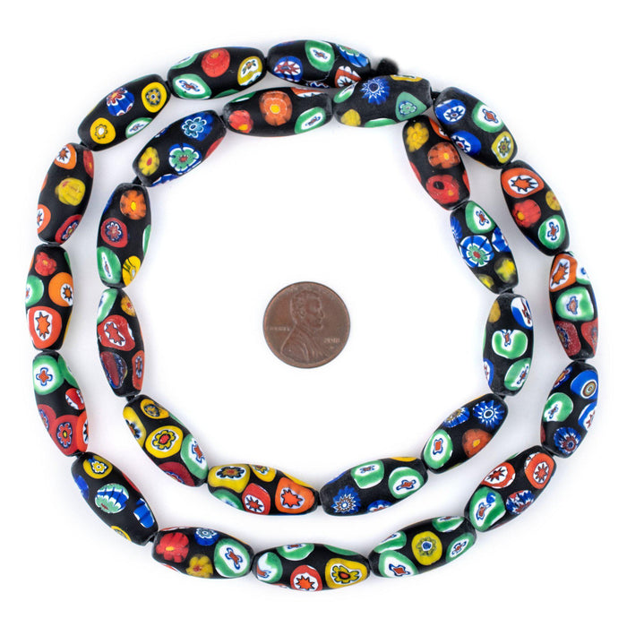 Premium Matte Oval Millefiori Beads (22x10mm) - The Bead Chest