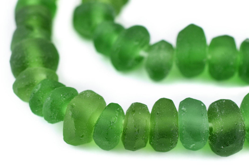 Green Rondelle Java Recycled Glass Beads (6x10mm) - The Bead Chest