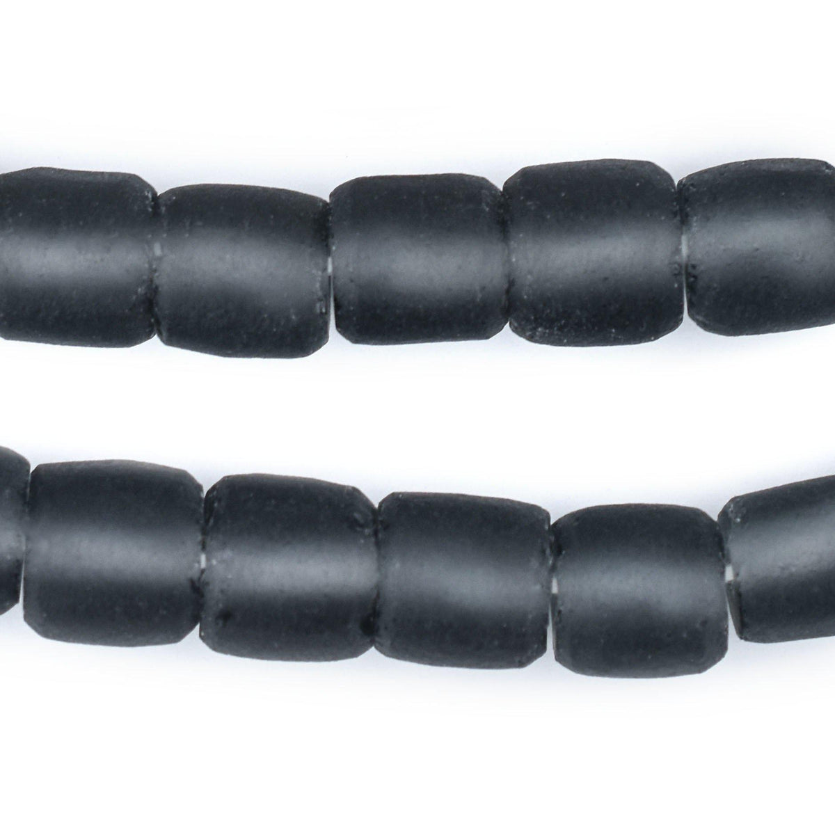 Charcoal Grey Cylindrical Java Recycled Glass Beads (12mm) — The Bead Chest