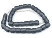 Charcoal Grey Cylindrical Java Recycled Glass Beads (12mm) - The Bead Chest